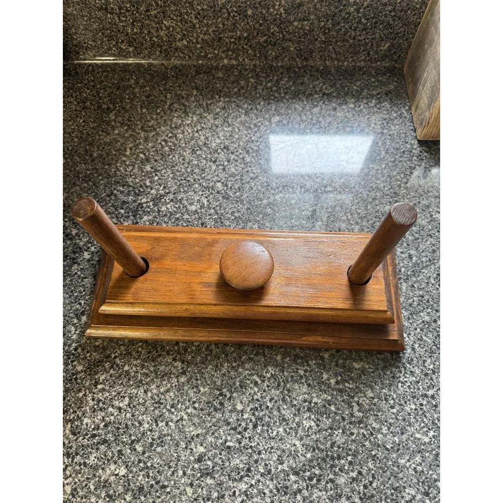 VTG  Napkin Holder Hand made Wood Clamp Farmhouse Cottage core Primitive Rustic
